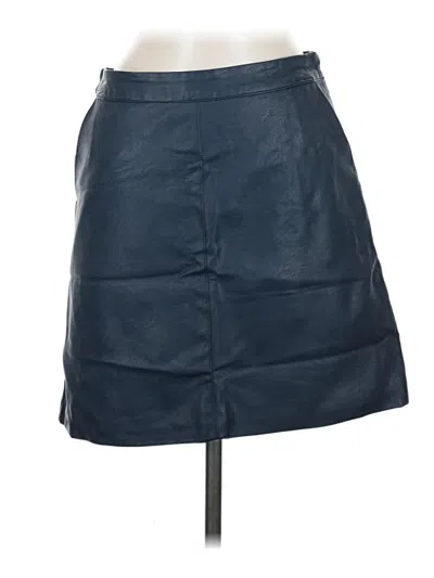 Pre-owned Topshop Faux Leather Skirt In Blue