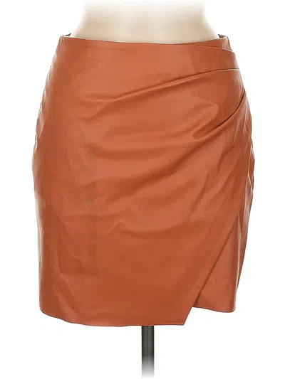Pre-owned Topshop Faux Leather Skirt In Brown