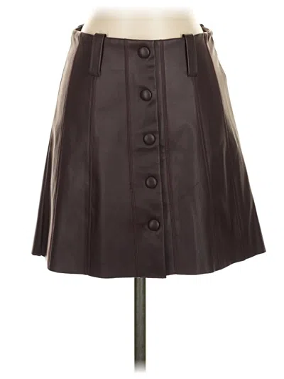 Pre-owned Topshop Faux Leather Skirt In Brown
