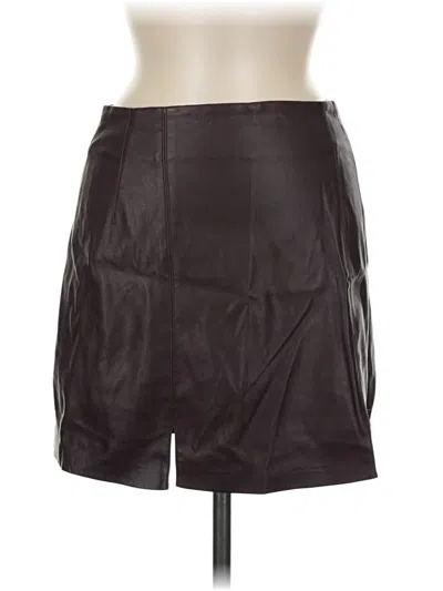Pre-owned Topshop Faux Leather Skirt In Brown