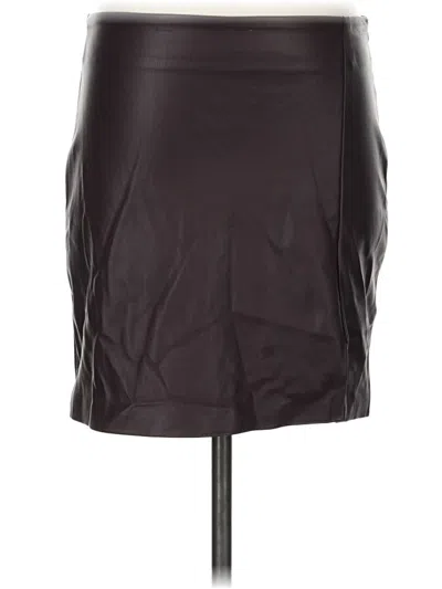 Pre-owned Topshop Faux Leather Skirt In Brown