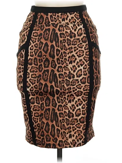 Pre-owned Topshop Faux Leather Skirt In Brown