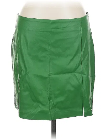 Pre-owned Topshop Faux Leather Skirt In Green