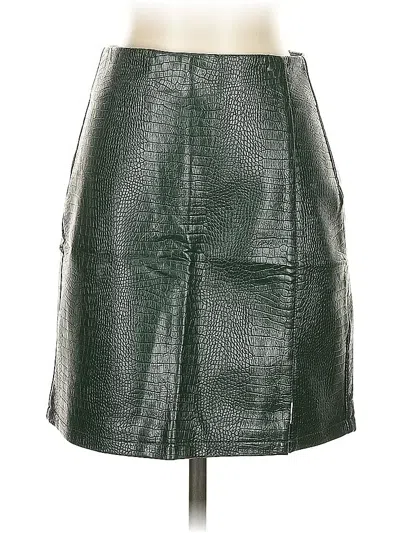 Pre-owned Topshop Faux Leather Skirt In Green