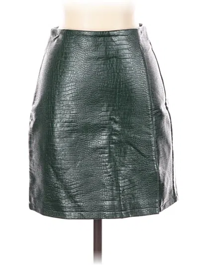 Pre-owned Topshop Faux Leather Skirt In Green