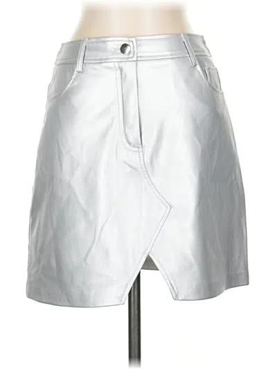 Pre-owned Topshop Faux Leather Skirt In Silver