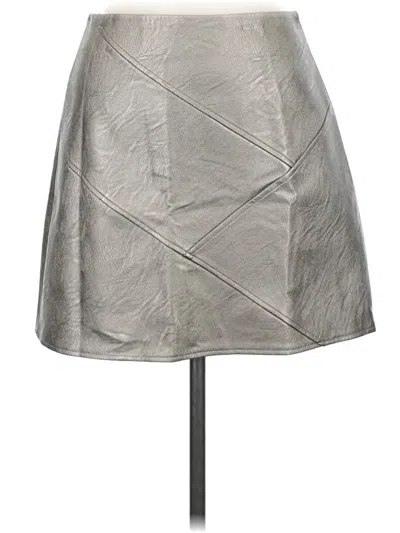 Pre-owned Topshop Faux Leather Skirt In Silver
