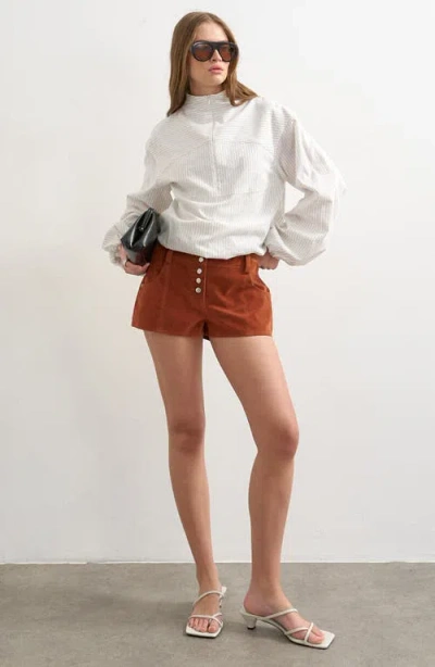 Topshop Faux Suede Micro Shorts In White