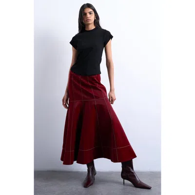 Topshop Fitted Curved Hem Stretch Cotton Rib T-shirt In Black