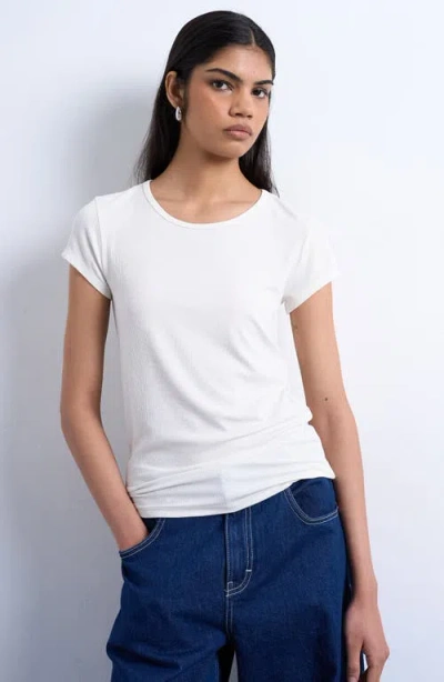 Topshop Fitted Rib T-shirt In White