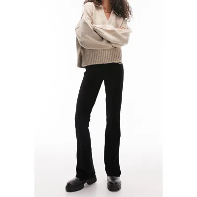 Topshop Flare Corduroy Pull-on Pants In Black