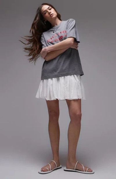 Topshop Flippy Cotton Miniskirt In White