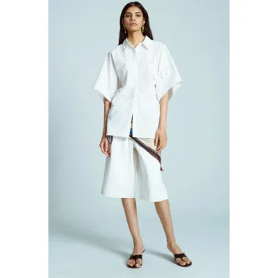 Topshop Floral Appliqué Cotton Resort Shirt In Neutral