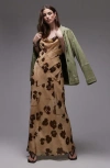 Topshop Built Up Double Layered Cowl Neck Maxi Dress In Buttermilk