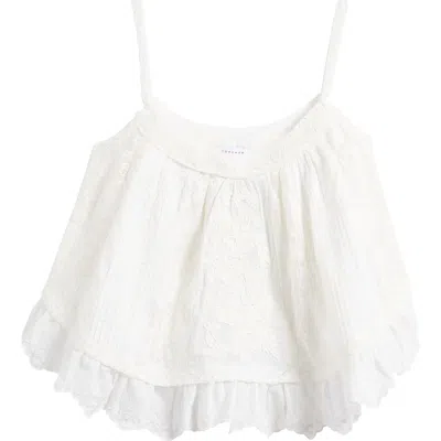 Topshop Floral Embroidered Cotton Tank In White