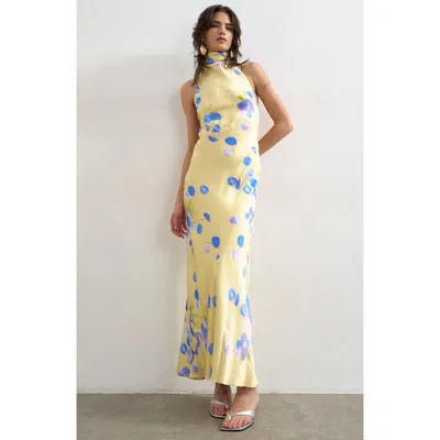 Topshop Floral Halter Maxi Dress In Yellow
