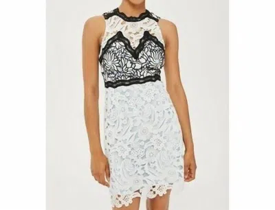 Topshop Floral Lace Embroidered Sheath Dress In Blue