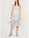 Topshop Floral Print Midi Pleated Dress In Multicolor In Multi