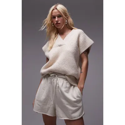 Topshop Fluffy Boxy Sweater Vest In Neutral