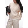 Topshop Fluffy Cable Sweater In Cream