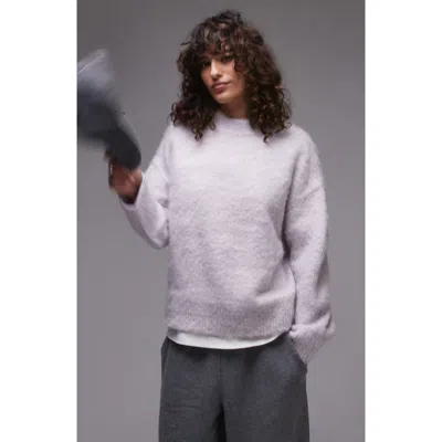 Topshop Fluffy Crewneck Sweater In Lilac