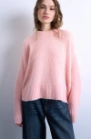 Topshop Fluffy Crewneck Sweater In Pink