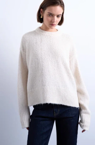 Topshop Fluffy Crewneck Sweater In Yellow