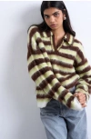 Topshop Fluffy Polo Sweater In Multi