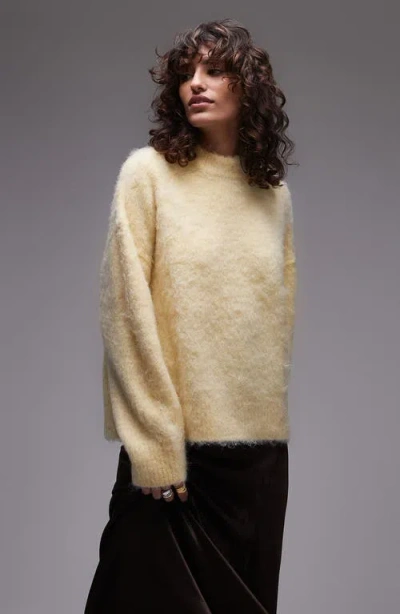 Topshop Fluffy Relaxed Fit Sweater In Yellow