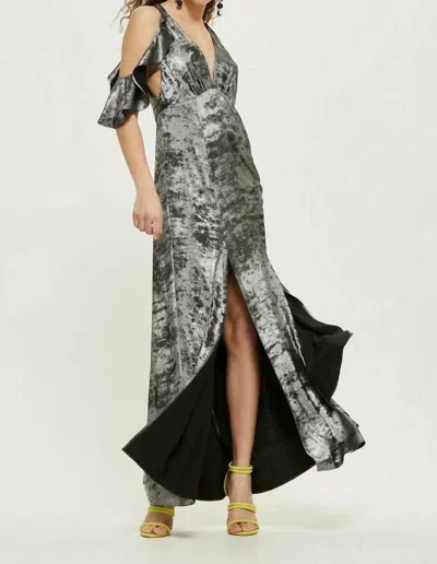 Topshop Foil Shimmer Maxi Dress In Silver