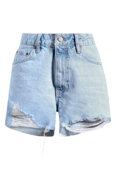 Topshop Frayed Hem Cutoff Denim Shorts In Light Blue