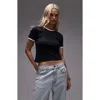Topshop Frill Edge Everyday Cotton T-shirt In Black