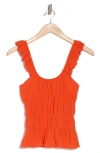 Topshop Textured Frill Shoulder Cami In Red-pink In Pink