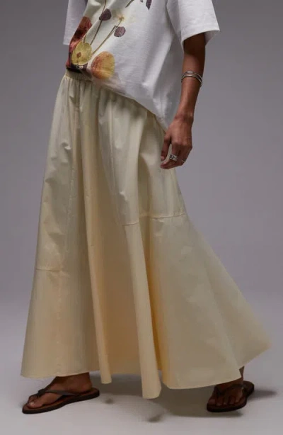 Topshop Full Cotton Poplin Maxi Skirt In Neutral