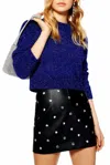 Topshop Fuzzy Knit Cropped Sweater In Blue In Blue