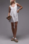 Topshop Poplin Sundress With Gathered Dress In White