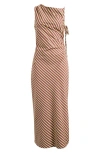 Topshop Gathered Shoulder Sleeveless Midi Dress In Multi