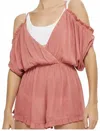 Topshop Gauze Cold Shoulder Cover-up Romper In Maeve Pink
