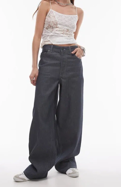 Topshop Gilmore Low Slung Boyfriend Jeans In Raw Gray