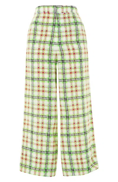 Topshop Gingham Print High Rise Silk Pants In Multicolor
