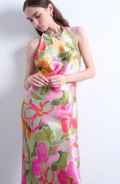 Topshop Halter Satin Cocktail Dress In Multi