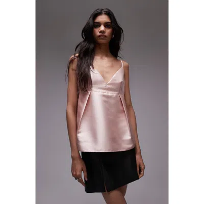 Topshop Heavy Satin Top In Pink