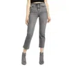 Topshop High Rise Raw Hem Cropped Straight Leg Jeans In Grey In Grey