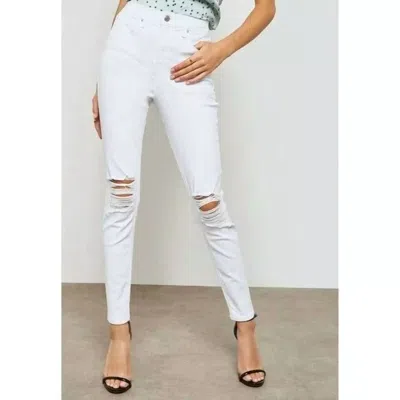 Topshop High Rise Ripped Jamie Moto Skinny Jeans In White