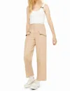 Topshop High Rise Wide Leg Cropped Utility Pants In Tan In Multi