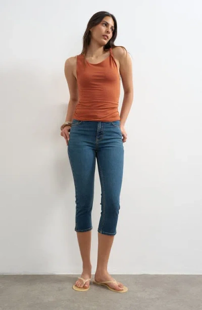 Topshop High Waist Capri Skinny Jeans In Brown