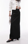 Topshop Drawstring Twill Maxi Skirt In Black