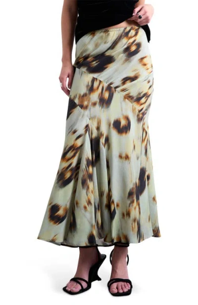 Topshop Ikat Print Bias Cut Maxi Skirt In Neutral