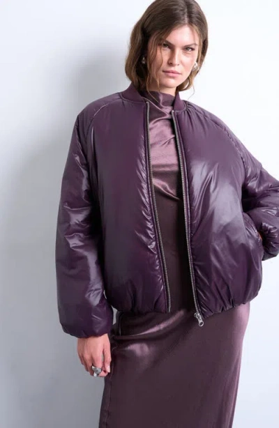 Topshop Insulated Bomber Jacket In Purple