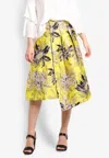 Topshop Jacquard Floral Midi Asymmetrical Midi Skirt In Yellow In Yellow